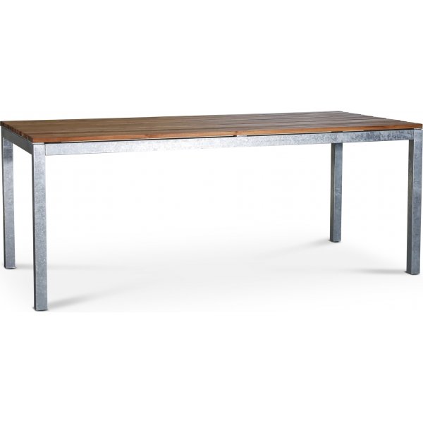 Alva spisebord 190x90 cm - Teak / Galvaniseret stl