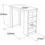 Style barbord 120 x 51,6 cm - Hvid/sort