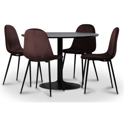 Seat spisegruppe, spisebord med 4 Carisma fljlstole - Sort / Bordeaux