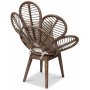 Pfuglebrun lnestol i rattan med hynde