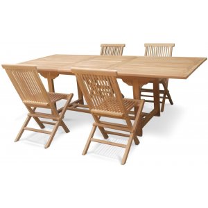 Edenryd spisebordssæt indeholdende spisebord 160-210 cm inkl. 4 stk. Edenryd stole - Teak