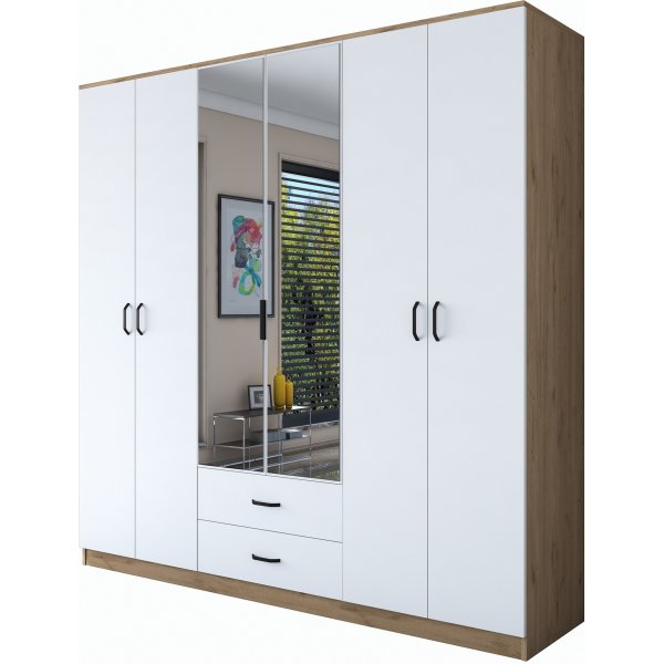 Bardo garderobe 210 x 51,5 x 210 cm - Valnd/hvid