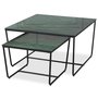 Stella Satsbord - Grnt marmoret glas / Sort understel