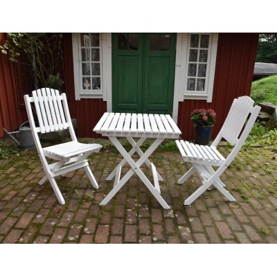 Wilma udendrs gruppebord 65 x 65 cm inkl. 2 Visby stole - Hvid