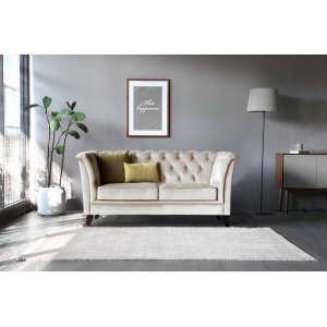 Milton Chesterfield 2-personers - Beige Fløjl Milton Chesterfield 2-personers - Beige Fløjl
