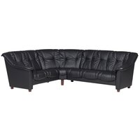 Peking hjrnesofa - Sort imiteret lder