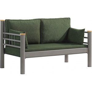 Kappis 2-personers udendrs sofa - Brun/grn + Mbelplejest til tekstiler