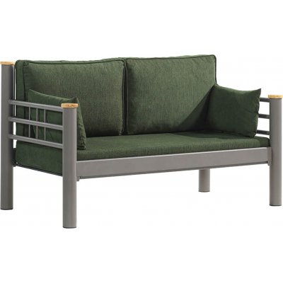 Kappis 2-personers udendrs sofa - Brun/grn + Mbelplejest til tekstiler