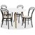 Rosvik spisegruppe Rundt bord hvid / eg med 4 sorte Thonet no14 stole