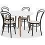 Rosvik spisegruppe Rundt bord hvid / eg med 4 sorte Thonet no14 stole