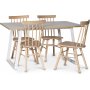 Edge spisegruppe; Spisebord i hvid HPL 140x90 cm med 4 Orust stokstole i hvidmalet