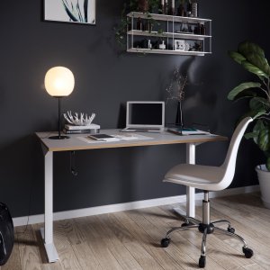 Wedge skrivebord manuel hæve-/sænkefunktion - Hvid HPL (Højtrykslaminat)