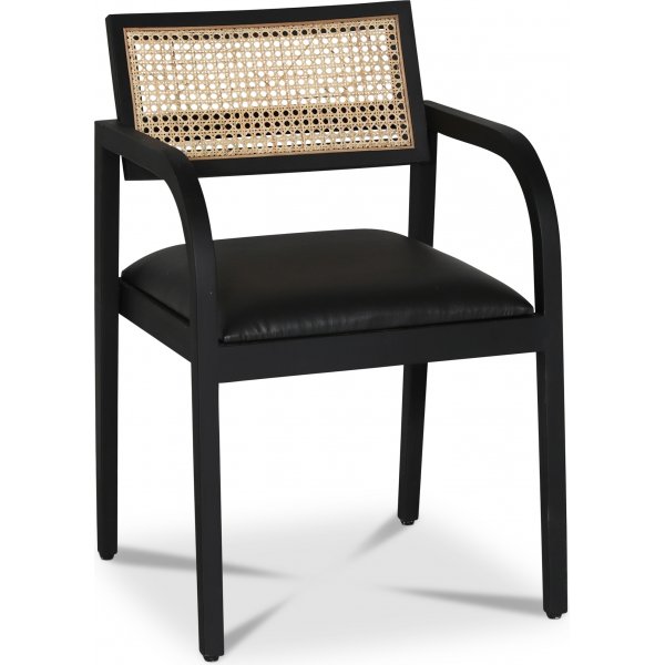 Sikns lnestol - Sort/Rattan/PU
