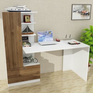 Domingos skrivebord 120x61,8 cm - Hvid/valnd