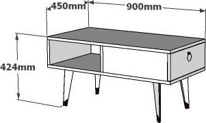 Delux sofabord 90 x 45 cm - Safir