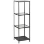 Lincoln hylde - Sort/glas - 4 hylder