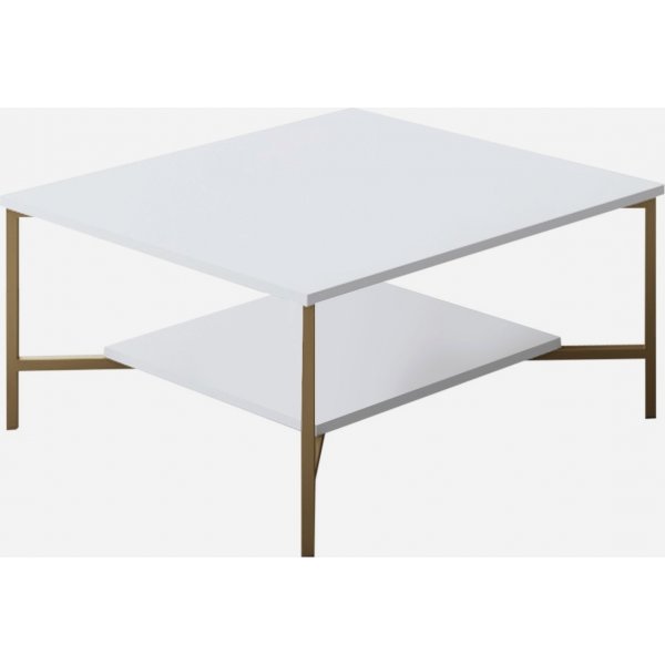 Erki sofabord 80 x 80 cm - Hvid/guld