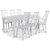Mellby spisegruppe 180 cm bord med 6 hvide Dalsland Cane stole med armln
