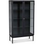 Cliff vitrineskab i blik (highboard) - Sort / Klarglas