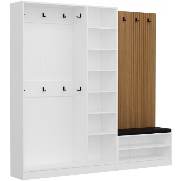 Armadio hallmbler 225 x 35 x 210 cm - Hvid/beige